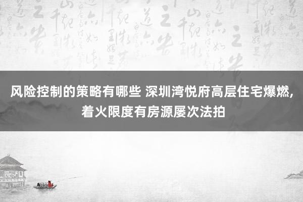 风险控制的策略有哪些 深圳湾悦府高层住宅爆燃, 着火限度有房源屡次法拍