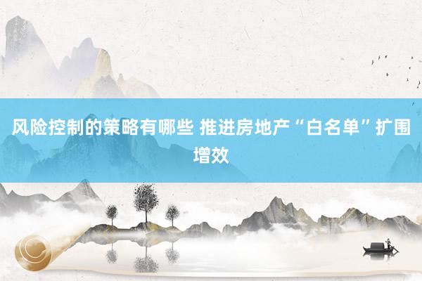 风险控制的策略有哪些 推进房地产“白名单”扩围增效