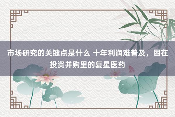 市场研究的关键点是什么 十年利润难普及，困在投资并购里的复星医药