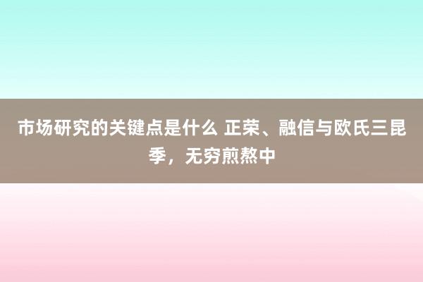 市场研究的关键点是什么 正荣、融信与欧氏三昆季，无穷煎熬中