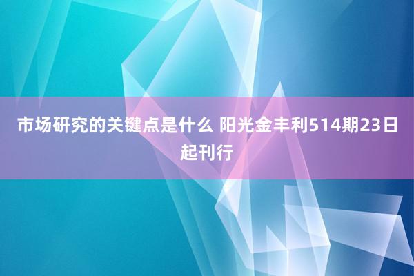 市场研究的关键点是什么 阳光金丰利514期23日起刊行