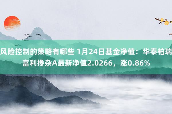 风险控制的策略有哪些 1月24日基金净值：华泰柏瑞富利搀杂A最新净值2.0266，涨0.86%