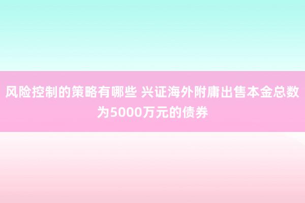 风险控制的策略有哪些 兴证海外附庸出售本金总数为5000万元的债券