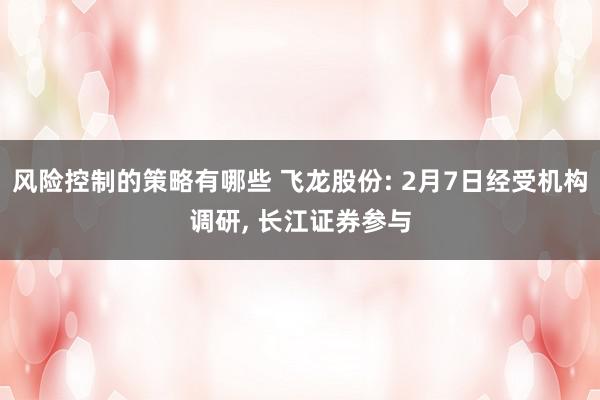 风险控制的策略有哪些 飞龙股份: 2月7日经受机构调研, 长江证券参与