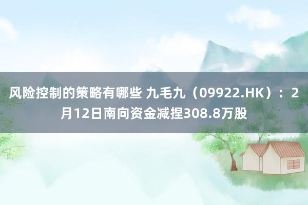 风险控制的策略有哪些 九毛九（09922.HK）：2月12日南向资金减捏308.8万股