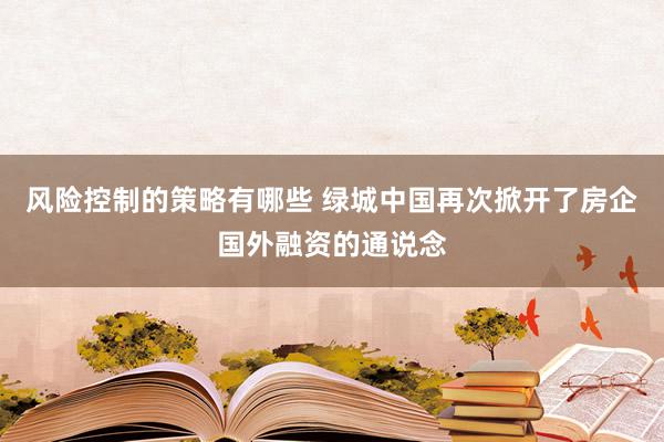 风险控制的策略有哪些 绿城中国再次掀开了房企国外融资的通说念