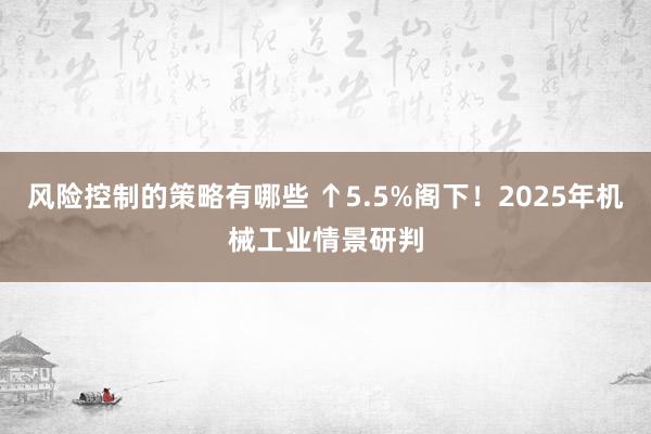 风险控制的策略有哪些 ↑5.5%阁下！2025年机械工业情景研判